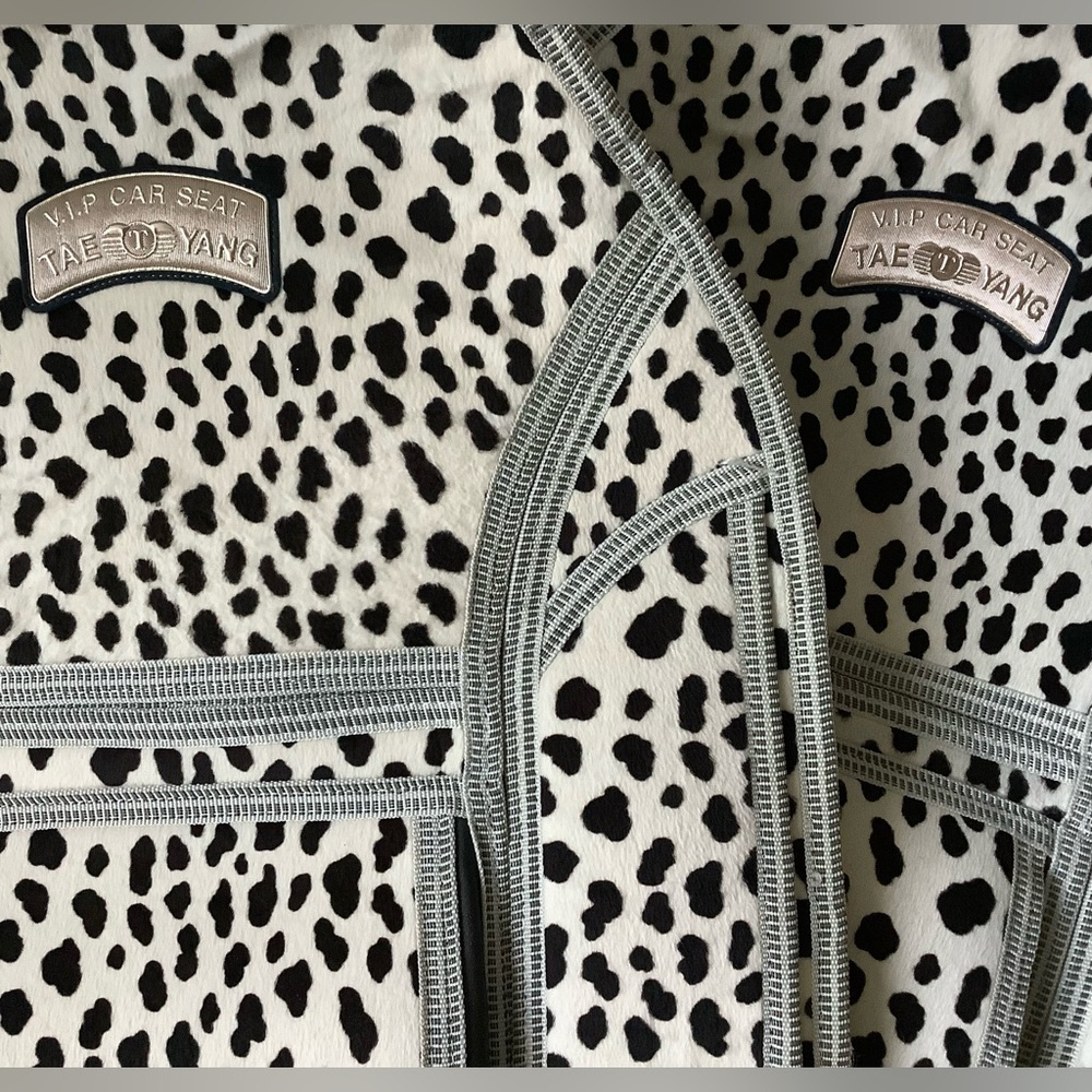 SET of 2 cream and black cheetah Car seat covers